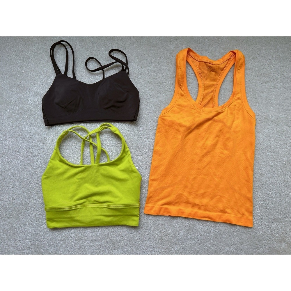 Lululemon Workout Lot 3 Size 2 -Energy Bra Like A Cloud Swiftly Tech Tank Orange